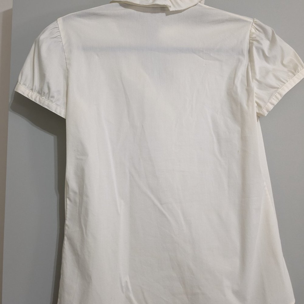Theory White Ruffle Button Down - Picture 4 of 7